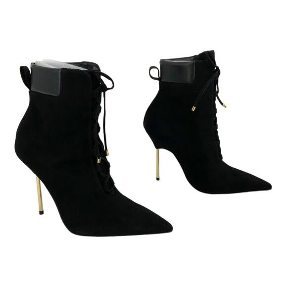 Good American Scandal Lace Up High Heel Booties Black Size 8 NWT $275 MSRP - Picture 3 of 8